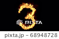 Burning number three on a black background. 3d rendering 68948728
