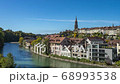 Aerial view of Bern old city by the Aare river in Switzerland. 68993538