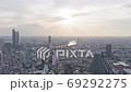Day to Night Time lapse of aerial view over Bangkok city downtown and road traffic 69292275
