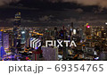 Timelapse of aerial view of Bangkok city and road traffic at night time 69354765