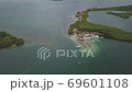 Aerial View of Rosario Islands Archipelago, Colombia. Coast and Boats in Marina 69601108