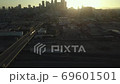 Tilt Up Aerial of Los Angeles USA Downtown on Sunset, View Above Little Tokyo 69601501