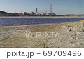 Pollution of nature, copper processing factory. Toxic water lake, environmental disaster 69709496