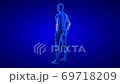Elbow Pain animation from rear view. Blue Human Anatomy Body 3D Scan render - seamless loop on blue background 69718209