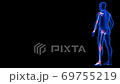 Joint Pain animation from side view. Blue Human Anatomy Body 3D Scan render - rotating seamless loop on black background 69755219