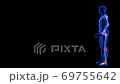 Joint Pain animation from side view. Blue Human Anatomy Body 3D Scan render - rotating seamless loop on black background 69755642