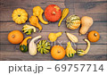 Moving vegetables on kitchen table, harvest background - stop motion animation 69757714