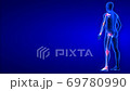 Joint Pain animation from side view. Blue Human Anatomy Body 3D Scan render - rotating seamless loop on blue background 69780990