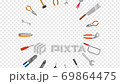 Tools arranged in a circle rotate 69864475