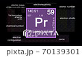 Periodic table focusing on Praseodymium with properties, animation, 4K 30 fps 70139301