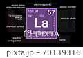 Periodic table focusing on Lanthanum with properties, animation, 4K 30 fps 70139316