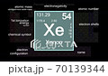 Periodic table focusing on Xenon with properties, animation, 4K 30 fps 70139344