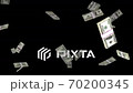 US Dollar stack flying in slow motion against black US Dollar stack flying in slow motion against black 70200345