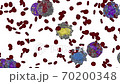 White and red blood cells, Basophils, Eosinophils, Lymphocyte, Monocyte, Neutrophils, against white White and red blood cells, Basophils, Eosinophils, Lymphocyte, Monocyte, Neutrophils, against white 70200348