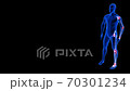 Joint Pain animation from side view. Blue Human Anatomy Body 3D Scan render - rotating seamless loop on black background 70301234