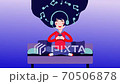 Cartoon Character of Happy Girl with headphones listen to the music Loop 2d Animation Happy Girl with headphones listen on coach. 70506878