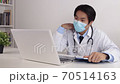 Asian Doctor with Stethoscope Recommend and Exam Patient by Video Chat 70514163
