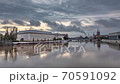 Wroclaw, Poland. View of Oder river and building of regional administration at dusk 70591092