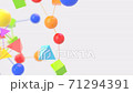 Multicolored Geometrical Figures with Changing Connections Fly Up on a White Background. Loop 71294391