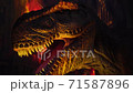 giant tyrannosaurus dinosaurus with sharp teeth 71587896