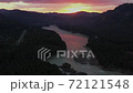 The mountain river view from high. Mountain landscapes. Pink sunset 72121548
