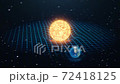 Gravity Sun and Earth bends space around it, distorted spacetime Concept gravity deforms space time grid around universe. Spacetime curvature. FullHD 3D Animation 72418125