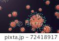 Abstract digital viral infection, causing chronic disease. Outbreak coronavirus COVID-19. Spread of virus. Hepatitis viruses, influenza virus H1N1, Flu, infecting organism, aids. 3D animation. 72418917
