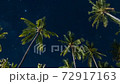 Zooming out timelapse of wonderful night sky with million bright stars and view from below of tropical palms. GILI AIR Air island, Indonesia 72917163