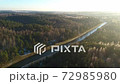 Flying above the water channel in the forest. Drone aerial footage 72985980