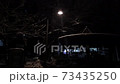 Street lights and city lights in the snowy evening 73435250
