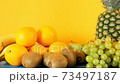 Beautiful fruits on a yellow wall background 73497187