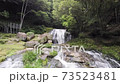 森林と滝の風景(空撮） 73523481