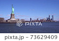 4K Statue of Liberty - New York City, New York, Shot from ferry approaching to Liberty Island. NYC landmark tourism concept. 73629409