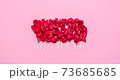 Valentine day romantic concept, stop motion. Rose petals heart and love word  73685685