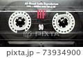 Retro audio tape copmact cassette is playing music. 73934900