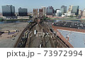 zoom out aerial of newark new jersey train 73972994