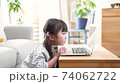 Girl playing a programming game 74062722