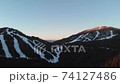 drone aerial of ski mountain resort 74127486
