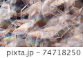 Soap bubbles with rainbow gradient on black 74718250