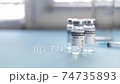coronavirus vaccine concept hand in glove takes vial 74735893