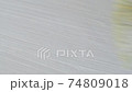 Close-up painter paints floor or table in white using brush, home repair 74809018