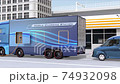 配備快速充電器為電動汽車充電的移動式充電卡車。電動汽車電力短缺道路服務理念 74932098