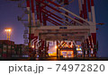 時間流逝青海集裝箱碼頭海關海關貿易集裝箱起重機夜景東京灣集裝箱船 74972820