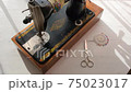 Old retro sewing machine, the camera moves and shows it from different angles. 4K 75023017