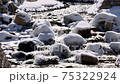 The composition of the river in front of the river after it snows in winter 75322924
