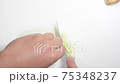 Men's hands chopping green onions 75348237