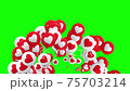 Heart likes icons fly on live social media on green screen background. Template for video 75703214