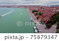 Drone Aerial footage filmed at Venice, Italy. Middle of COVID-19 Quarantine 75879347
