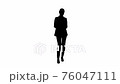 Silhouette Brunette woman counting euro banknotes and looking to camera. 76047111