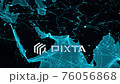 World connections. Middle East. Aerial, maritime, ground routes and country borders. Animation of the Earth with bright connections and cities. Locked. Cyan.  76056868